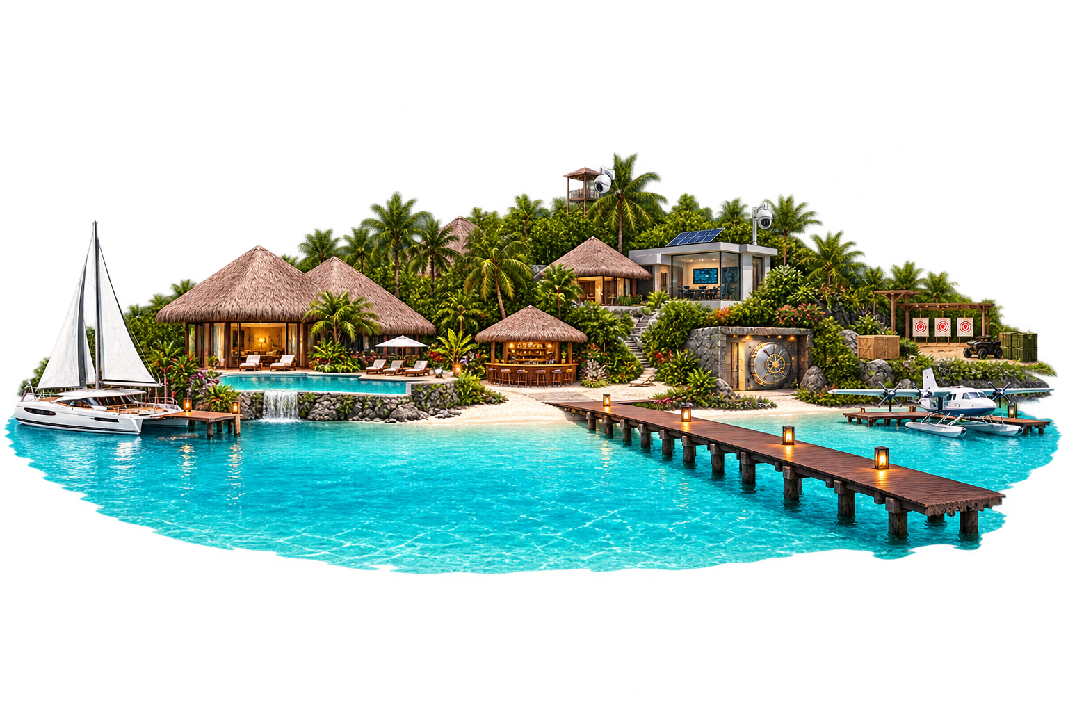 Fully Upgraded Private Island with pool, yacht, airstrip and upgraded facilities